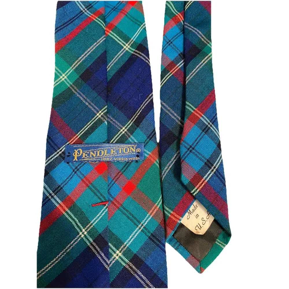 PENDLETON Plaid Men's Tie 100% Wool Made in USA 3”x 55”